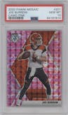 Joe Burrow from the 2020 Panini Mosaic set featuring a Pink Camo parallel graded by PSA and given an overall grade of 10.