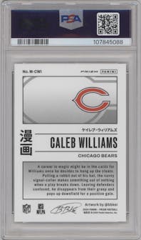Caleb Williams from the 2024 Panini Prizm set graded by PSA and given an overall grade of 10.