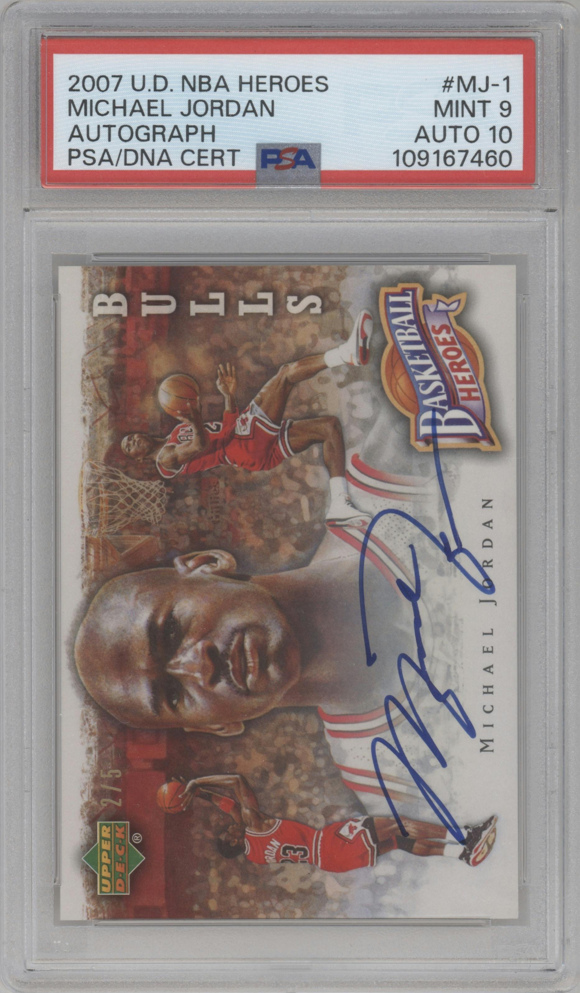 Michael Jordan from the 2007-08 Upper Deck  set graded by PSA and given an overall grade of 9.