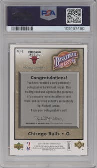Michael Jordan from the 2007-08 Upper Deck  set graded by PSA and given an overall grade of 9.