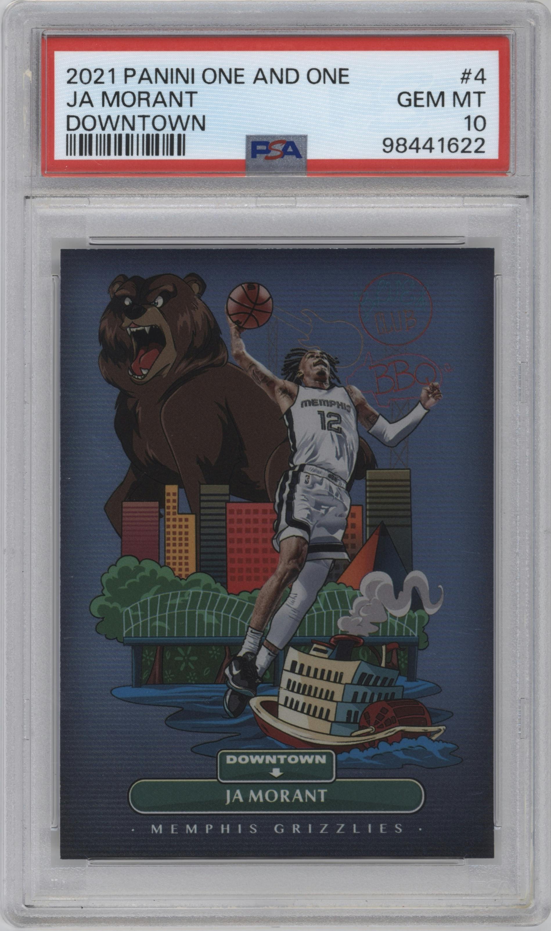 Ja Morant from the 2021-22 Panini One and One set graded by PSA and given an overall grade of 10.