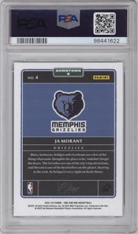 Ja Morant from the 2021-22 Panini One and One set graded by PSA and given an overall grade of 10.