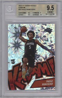 Paolo Banchero from the 2022-23 Panini Crown Royale set graded by Beckett and given an overall grade of 9.5.
