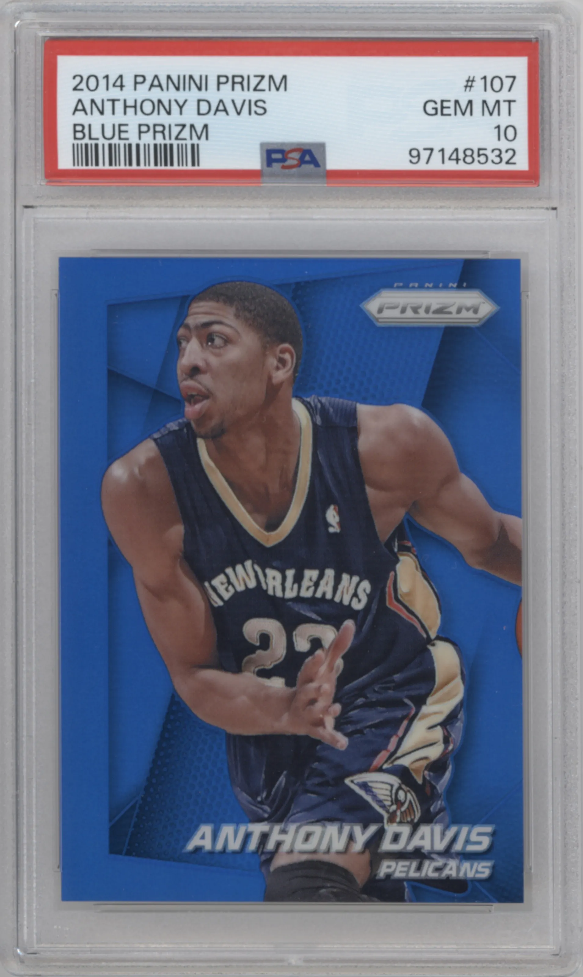 2014 Panini Prizm Anthony Davis Blue Prizm #107 PSA 10