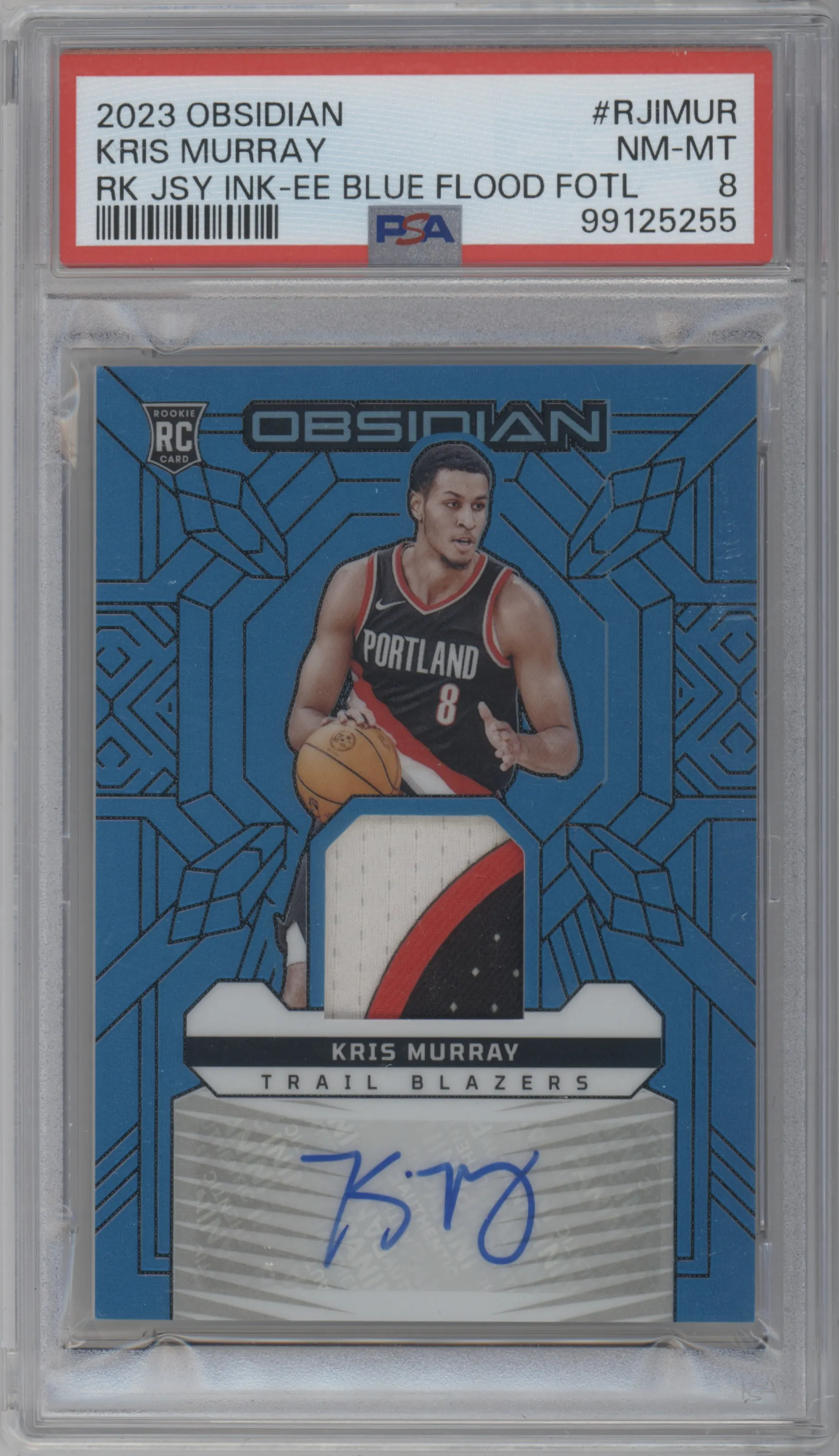 2023 Panini Obsidian Rke.Jrsy.Ink Kris Murray Electric Etch Blue Flood #RJI-MUR PSA 8