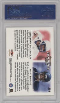Giovanni Carmazzi/Tom Brady from the 2000 Skybox Dominion set graded by PSA and given an overall grade of 9.