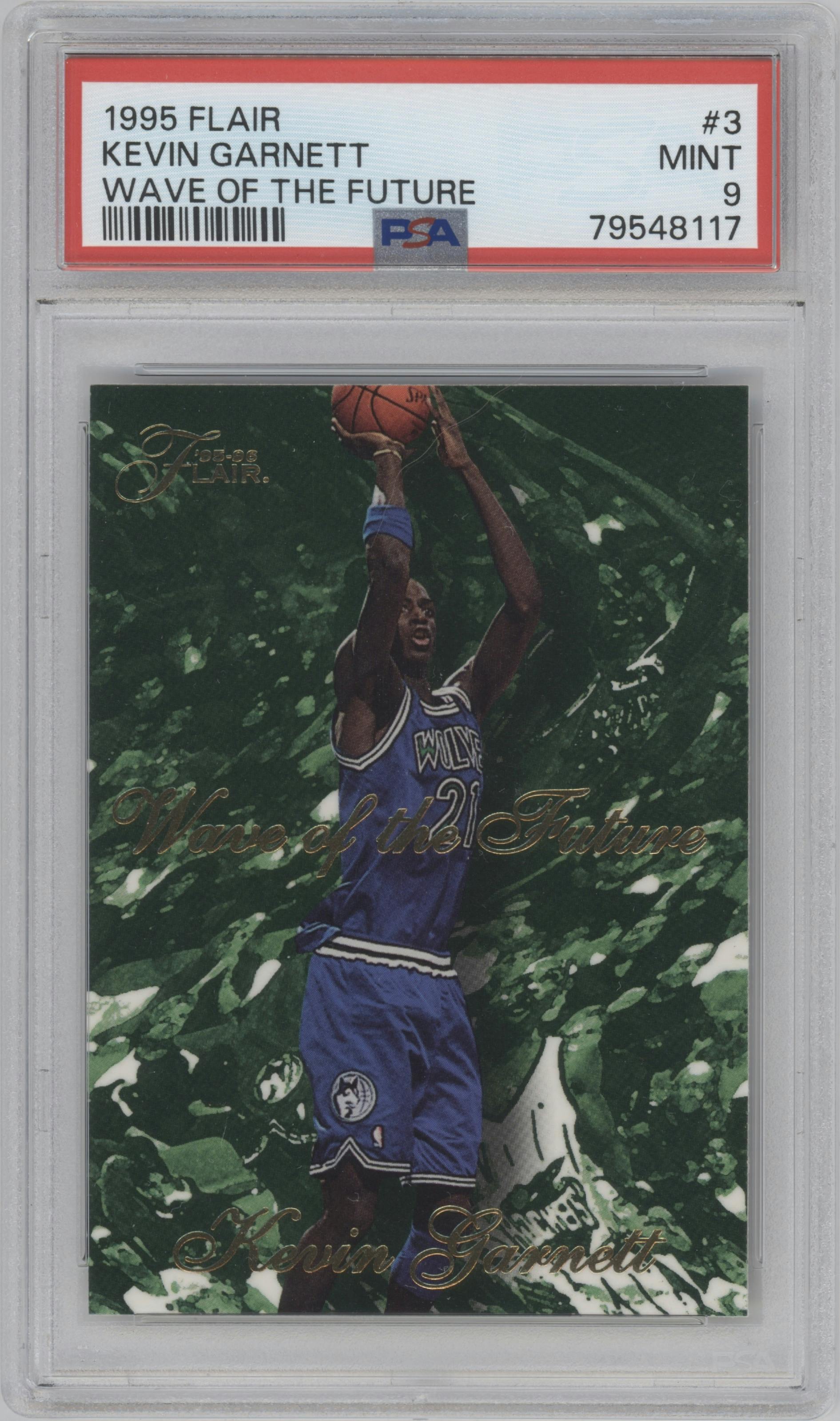 Kevin Garnett from the 1995-96 Flair set graded by PSA and given an overall grade of 9.