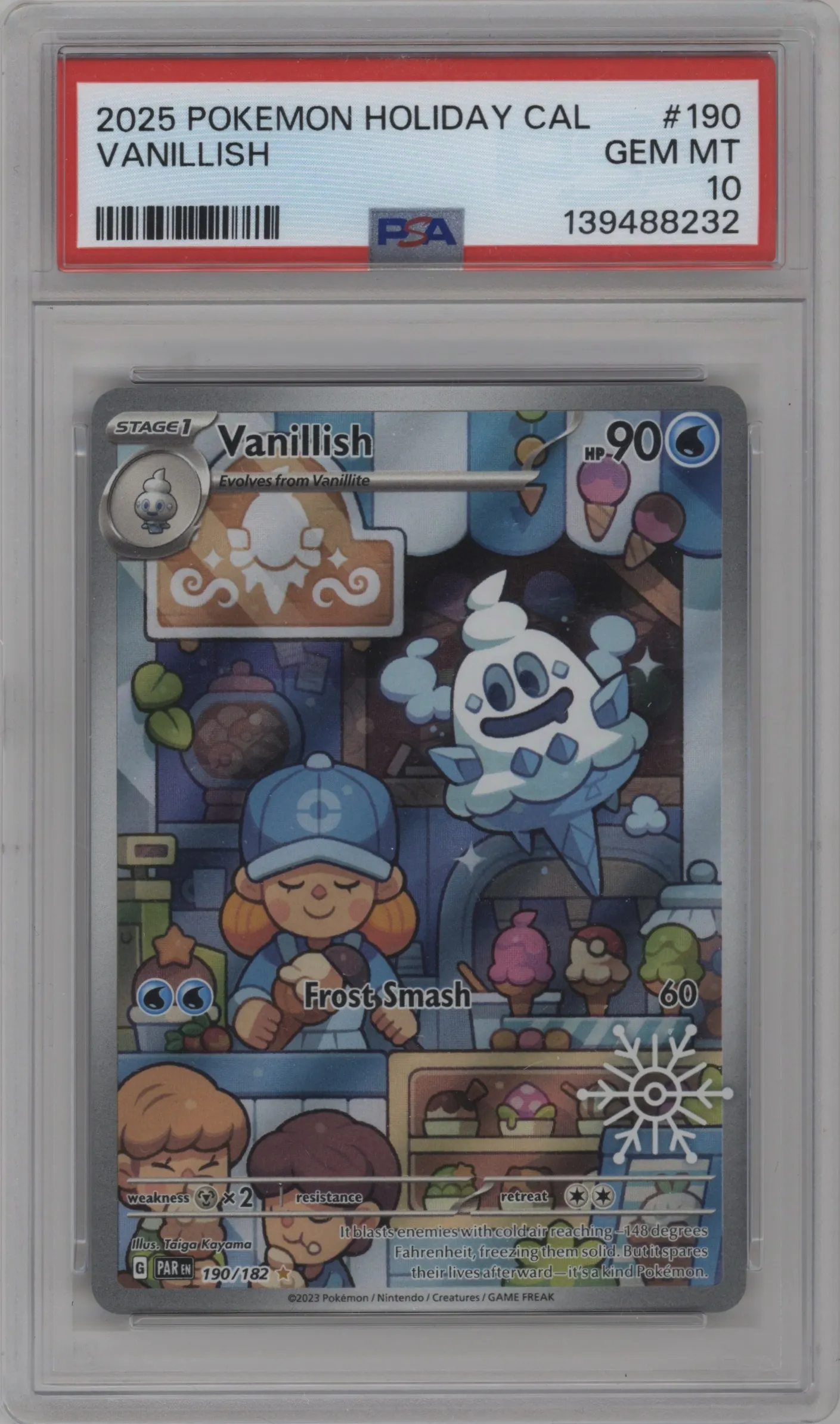 2025 Pokemon Holiday Calendar Paradox Rift Vanillish 2025 Holiday Calendar #190 PSA 10