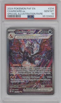 Charizard ex from the 2024 Pokemon SV set graded by PSA and given an overall grade of 10.