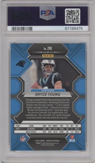 Bryce Young  from the 2023 Panini Mosaic set featuring a Green Mosaic parallel graded by PSA and given an overall grade of 9.