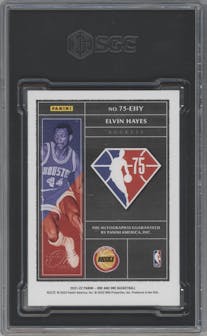 Elvin Hayes from the 2021-22 Panini One and One set featuring a Blue parallel graded by SGC and given an overall grade of 9.