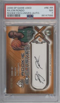 Rajon Rondo from the 2006-07 SP Game-Used set graded by PSA and given an overall grade of 7.