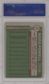 Boog Powell from the 1976 Topps set graded by PSA and given an overall grade of 9.