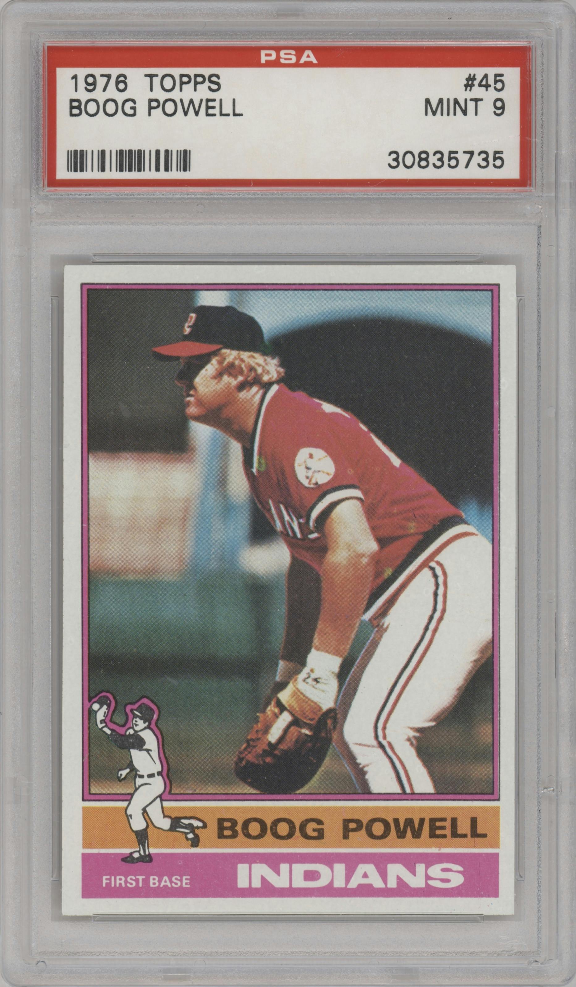 Boog Powell from the 1976 Topps set graded by PSA and given an overall grade of 9.