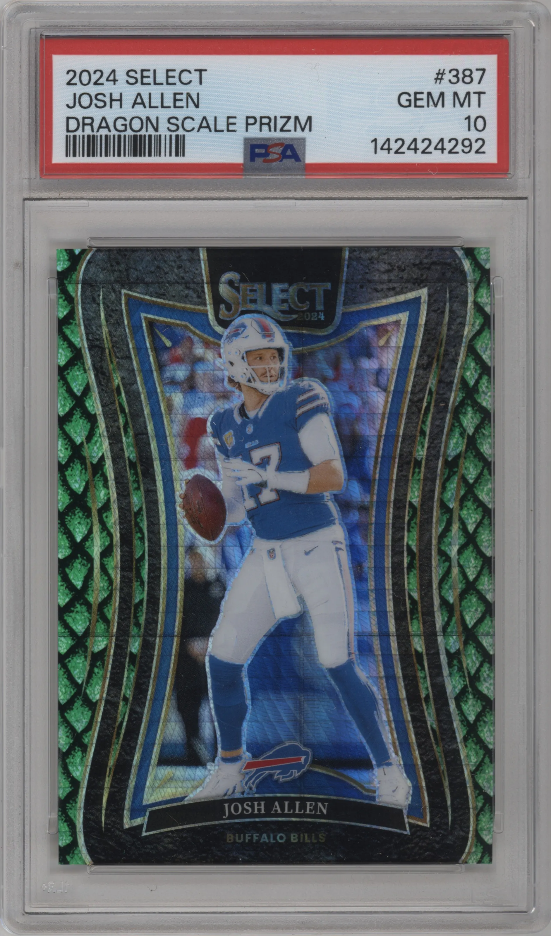 2024 Panini Select Suite Lvl. Josh Allen Dragon Scale Prizm #387 PSA 10