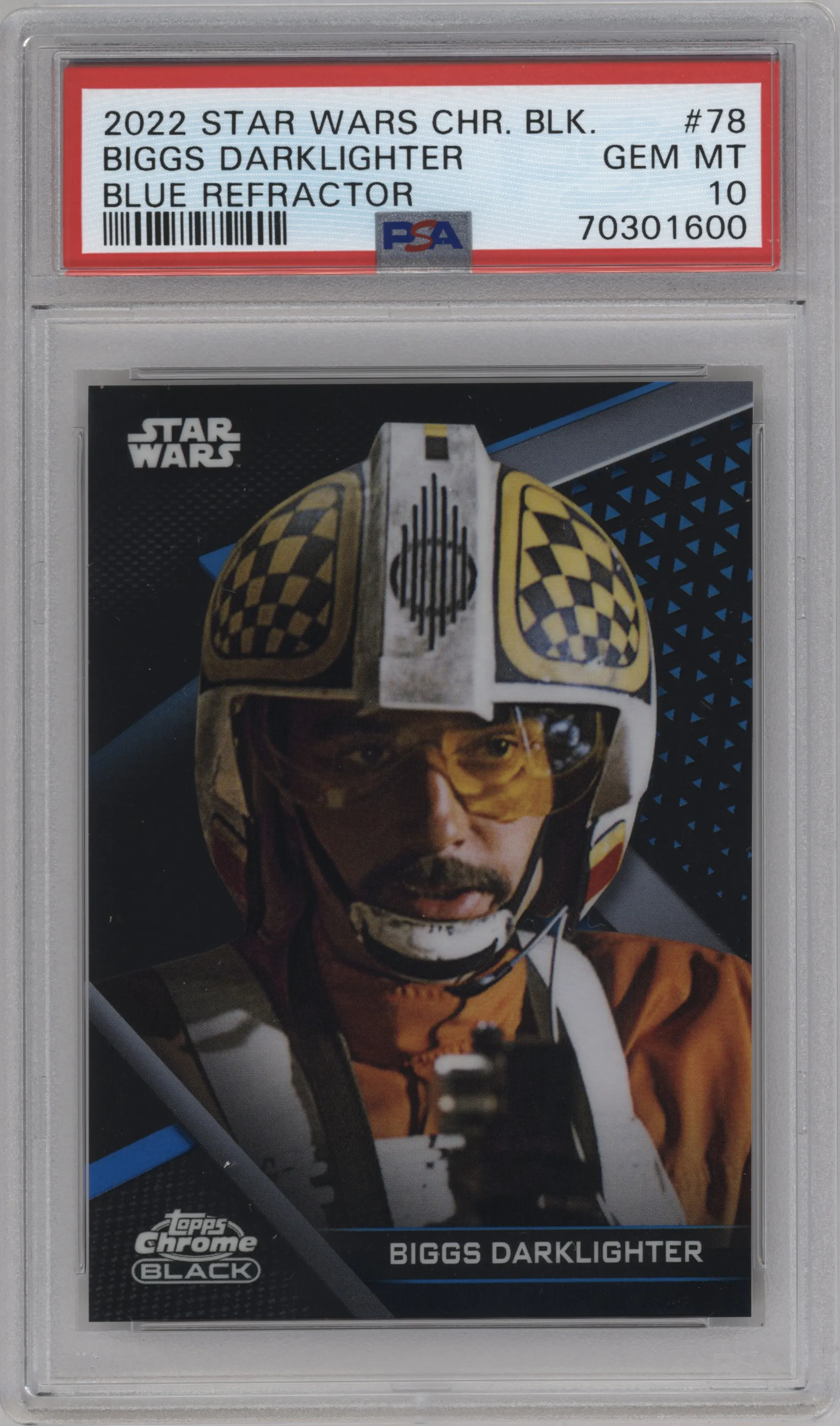 2022 Topps Star Wars Chrome Black Biggs Darklighter Blue Refractor #78 PSA 10