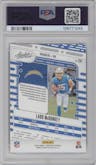 Ladd McConkey from the 2024 Panini Absolute set featuring a Red/Blue parallel graded by PSA and given an overall grade of 10.