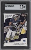 Saquon Barkley from the 2018 Panini Prestige set graded by SGC and given an overall grade of 10.