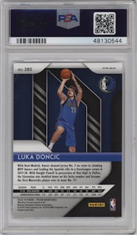 Luka Doncic from the 2018-19 Panini Prizm set featuring a Silver Prizm parallel graded by PSA and given an overall grade of 10.