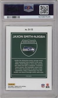 Jaxon Smith-Njigba from the 2023 Donruss Optic set graded by PSA and given an overall grade of 9.