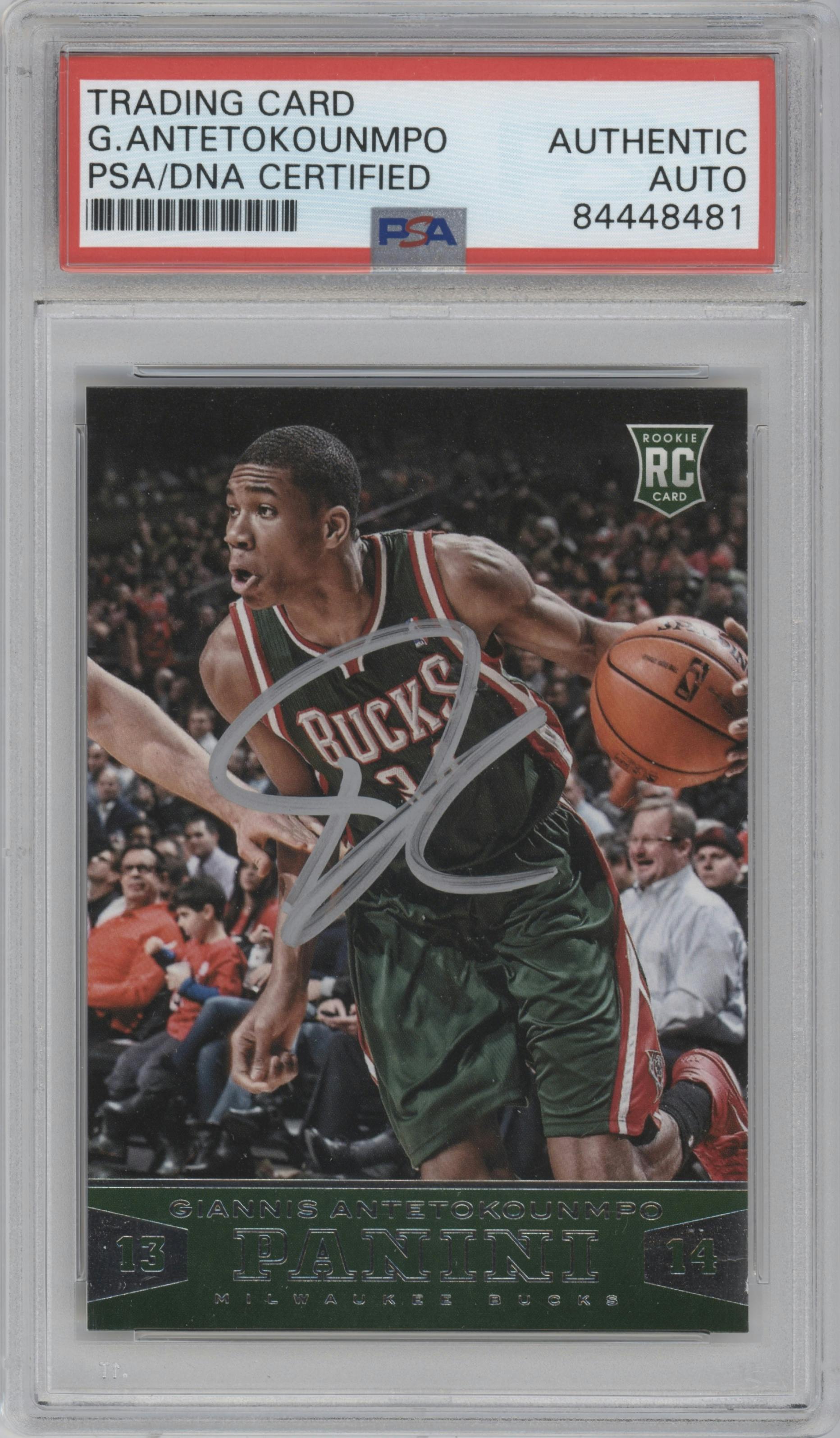 Giannis Antetokounmpo from the 2013-14 Panini set graded by PSA.