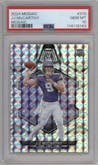 J.J. McCarthy from the 2024 Panini Mosaic set featuring a Mosaic parallel graded by PSA and given an overall grade of 10.