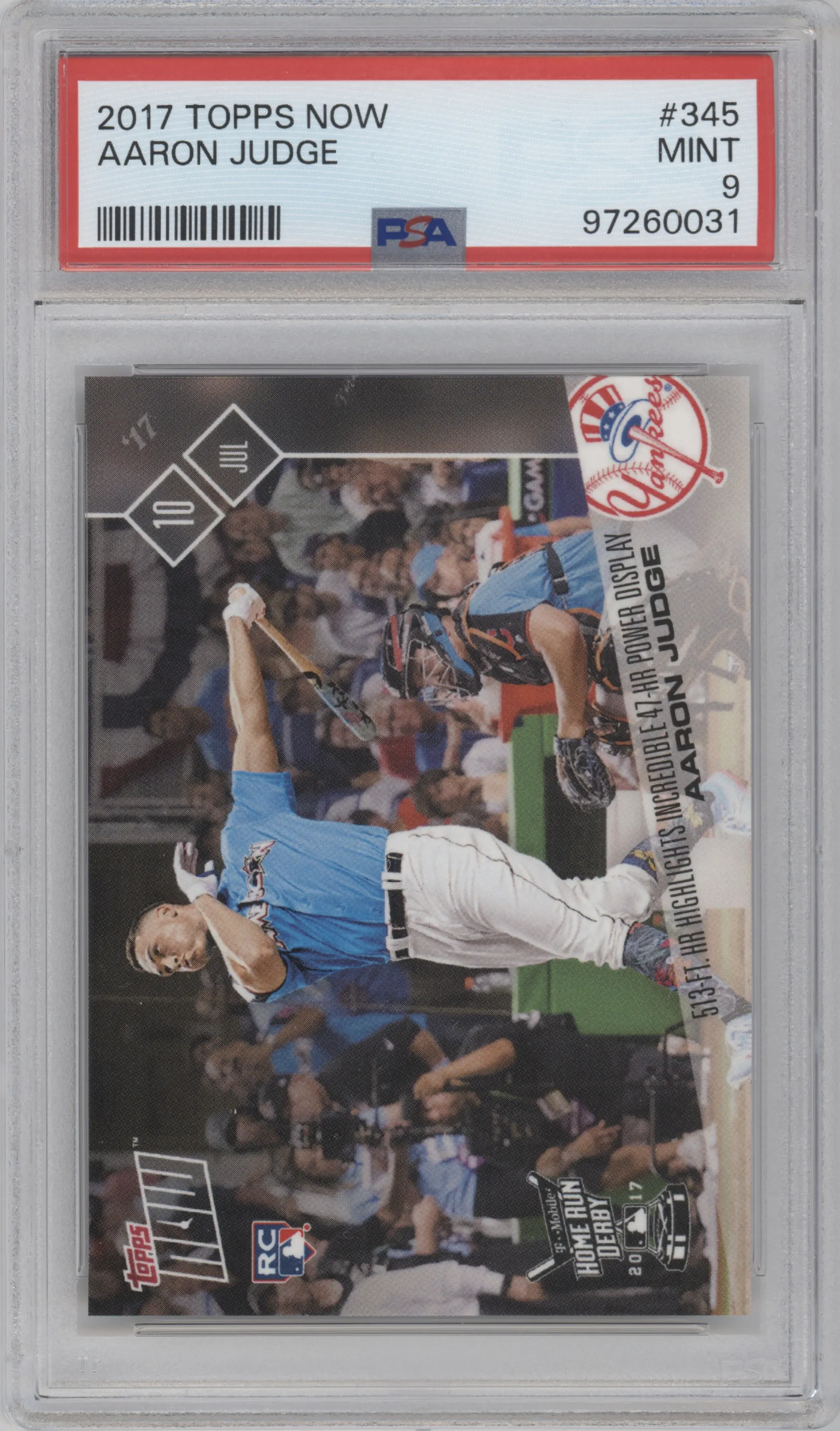 2017 Topps Now Aaron Judge #345 PSA 9