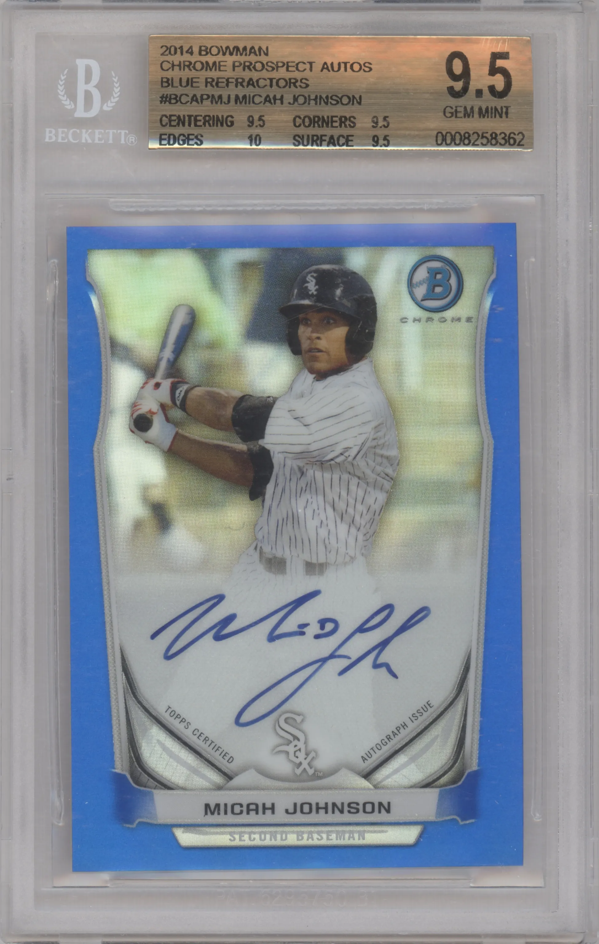 2014 Bowman Chr.Pros.Auto Micah Johnson Blue Refractor #BCAP-MJ BGS 9.5