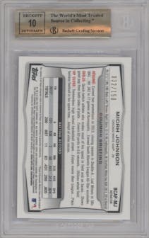 Micah Johnson from the 2014 Bowman set featuring a Blue Refractor parallel graded by Beckett and given an overall grade of 9.5.