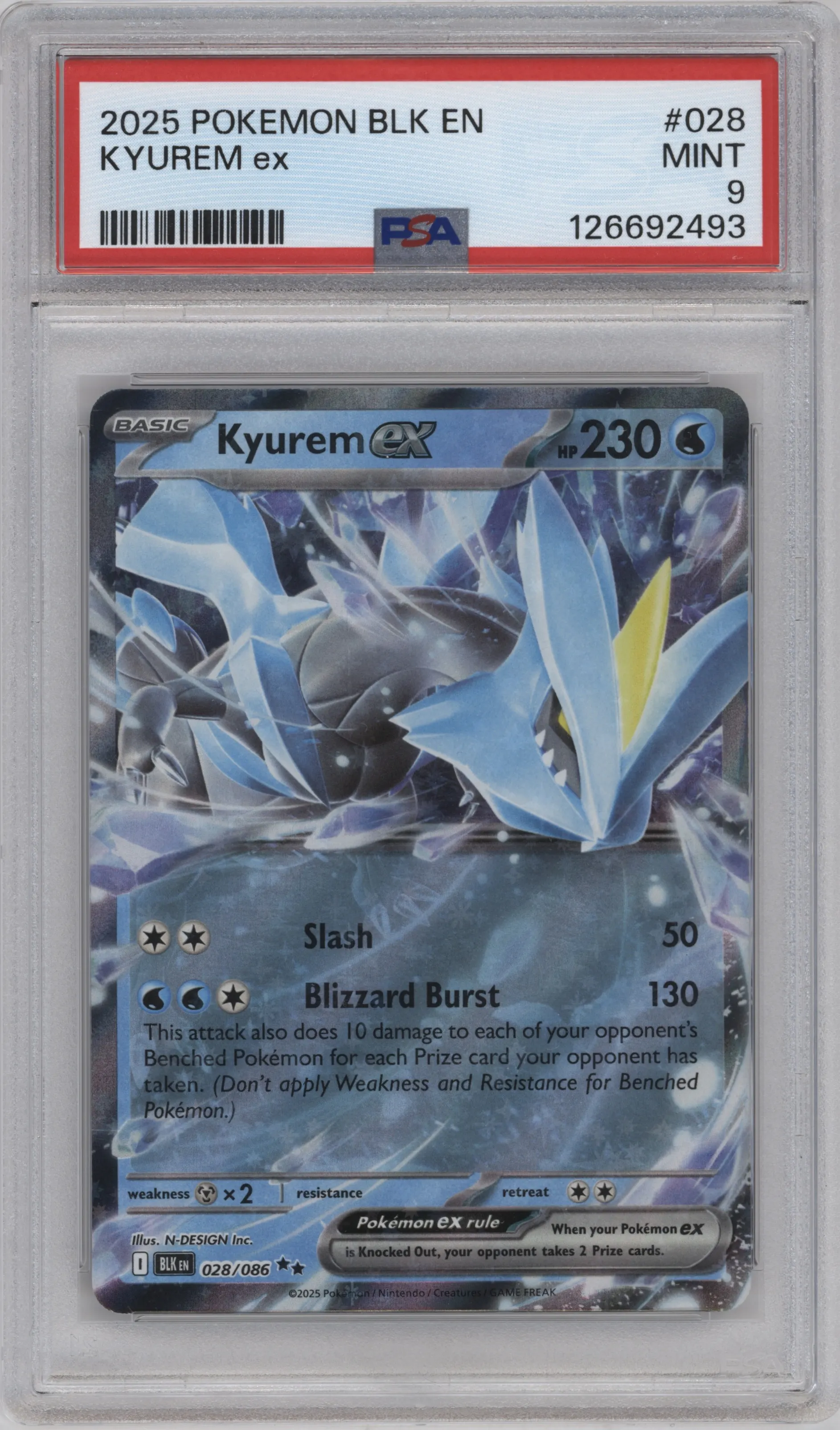 2025 Pokemon SV Black Bolt Kyurem ex #028 PSA 9