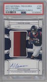 Nico Collins from the 2021 Panini National Treasures set featuring a Purple parallel graded by PSA and given an overall grade of 9.