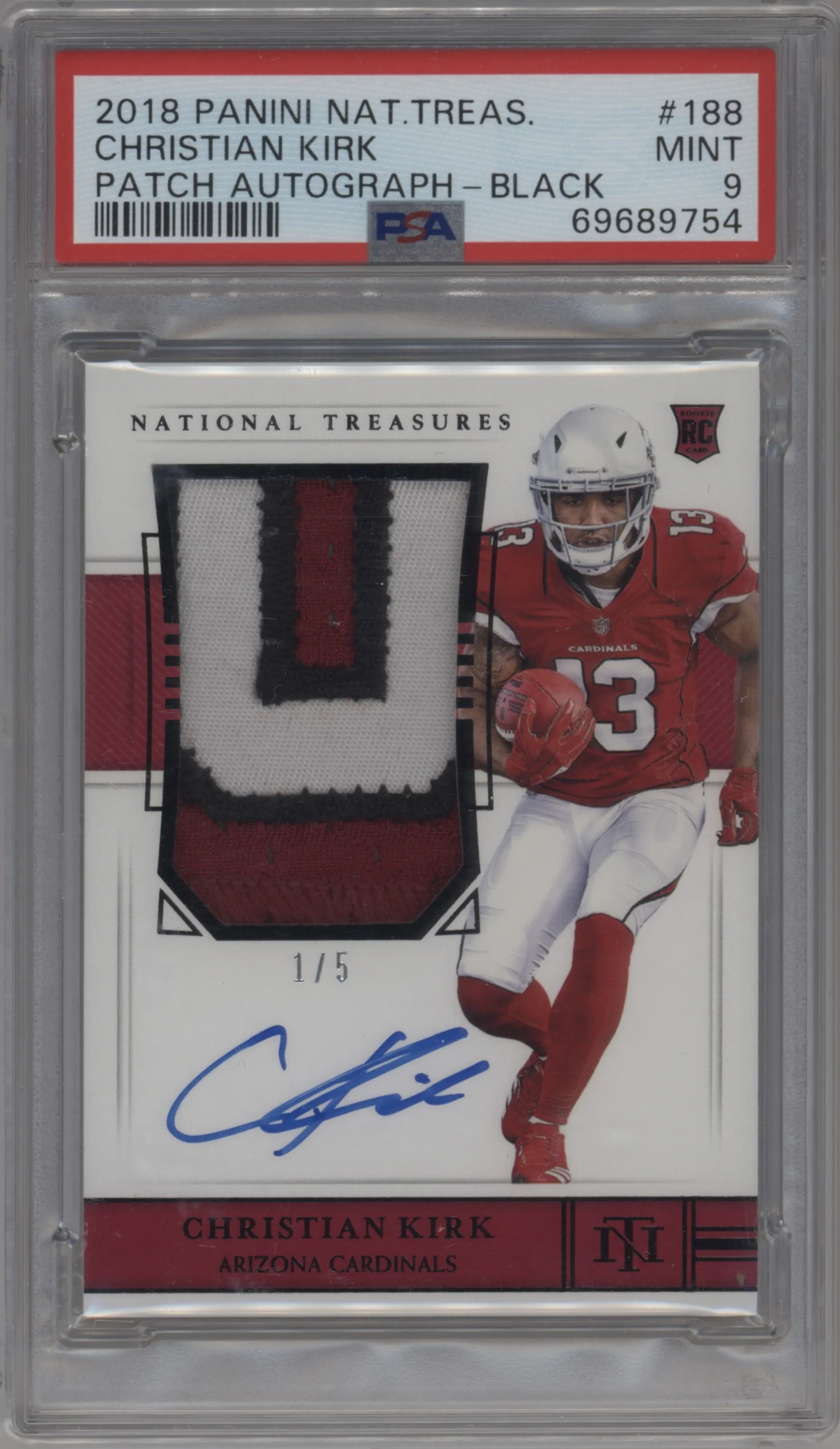 2018 Panini National Treasures RPA Christian Kirk Black PSA 9