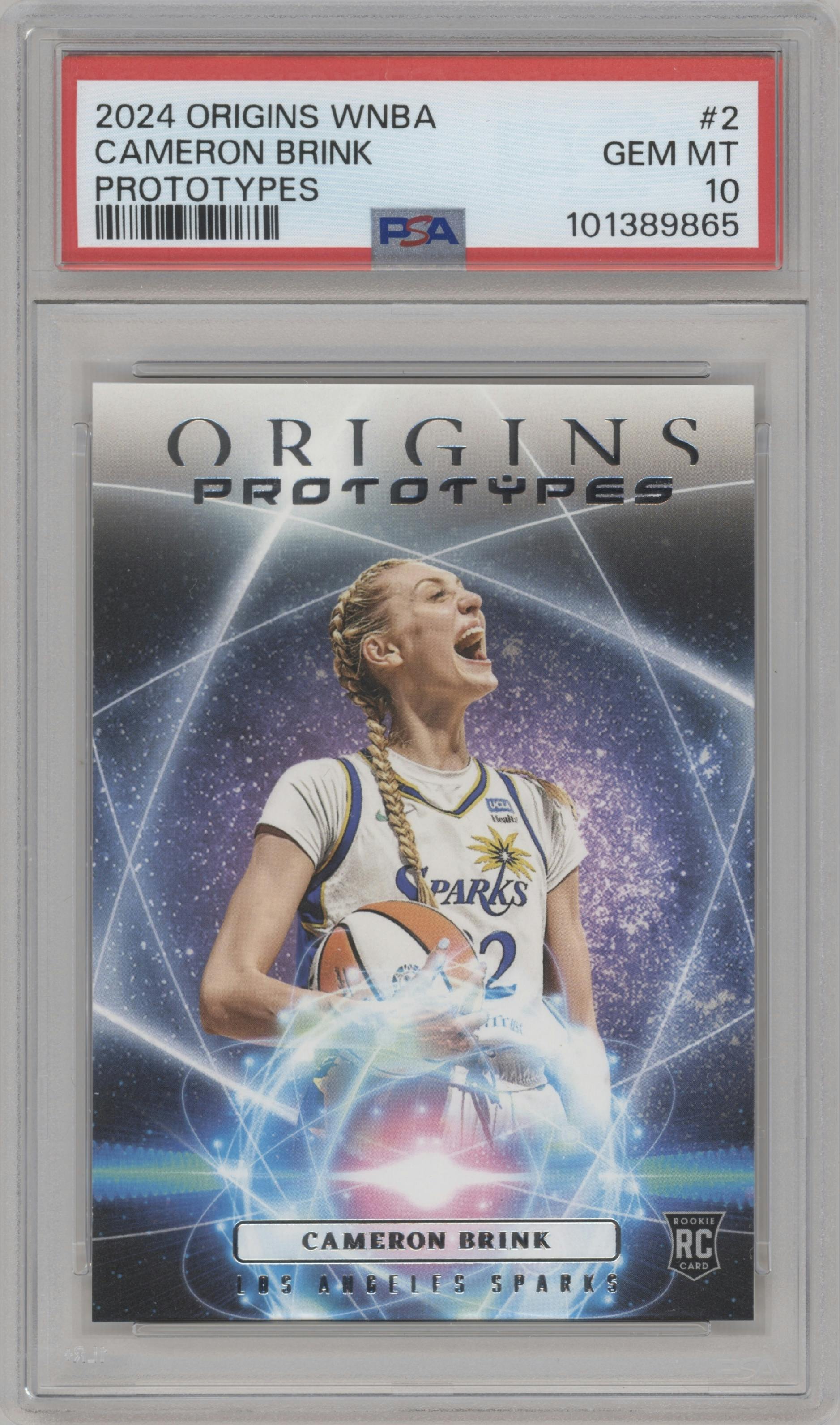 Cameron Brink from the 2024 Panini Origins WNBA set graded by PSA and given an overall grade of 10.