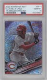 Elly De La Cruz from the 2022 Bowman’s Best   set featuring a Mini-Diamond Refractor parallel graded by PSA and given an overall grade of 10.