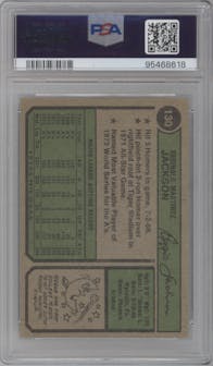 Reggie Jackson from the 1974 Topps set graded by PSA and given an overall grade of 3.