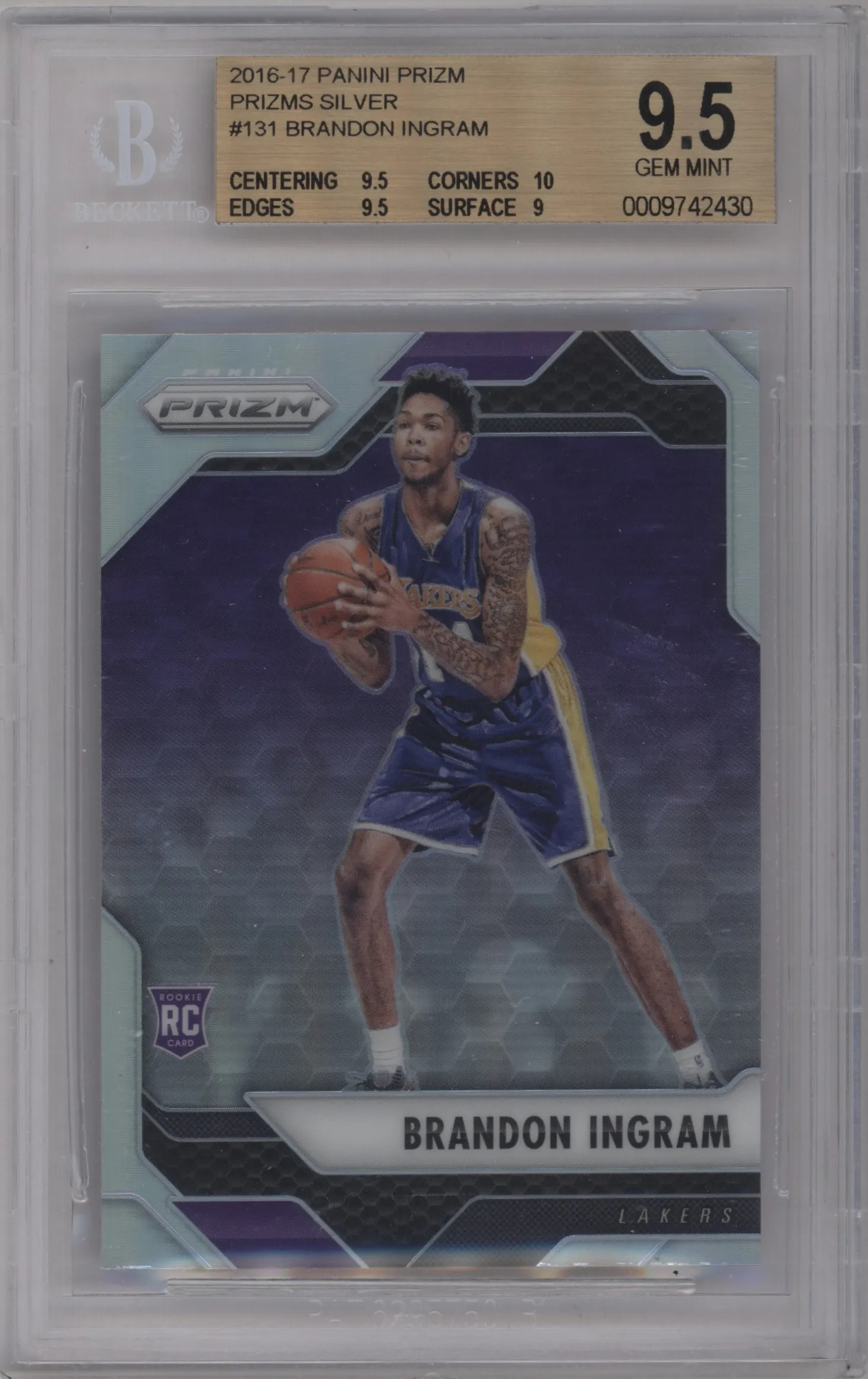 2016 Panini Prizm Brandon Ingram Silver Prizm #131 BGS 9.5