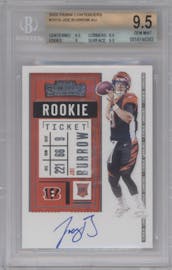 Joe Burrow from the 2020 Panini Contenders set graded by Beckett and given an overall grade of 9.5.