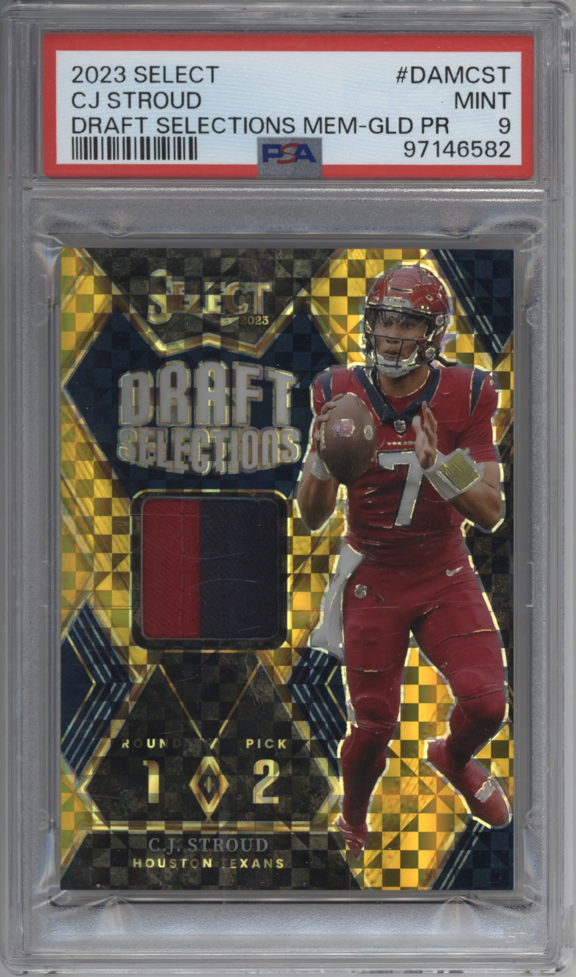 2023 Panini Select Draft Selections C.J. Stroud Gold Prizm #DAM-CST PSA 9