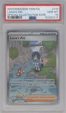  Lana's Aid from the 2024 Pokemon SV set graded by PSA and given an overall grade of 10.
