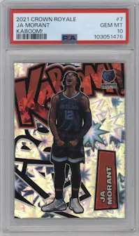 Ja Morant from the 2021-22 Crown Royale set graded by PSA and given an overall grade of 10.