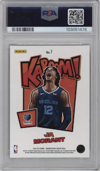 Ja Morant from the 2021-22 Crown Royale set graded by PSA and given an overall grade of 10.