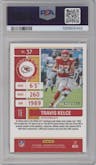 Travis Kelce from the 2019 Panini Contenders Optic set featuring a Red parallel graded by PSA and given an overall grade of 10.