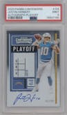 Justin Herbert from the 2020 Panini Contenders set featuring a Ticket Playoff parallel graded by PSA and given an overall grade of 9.