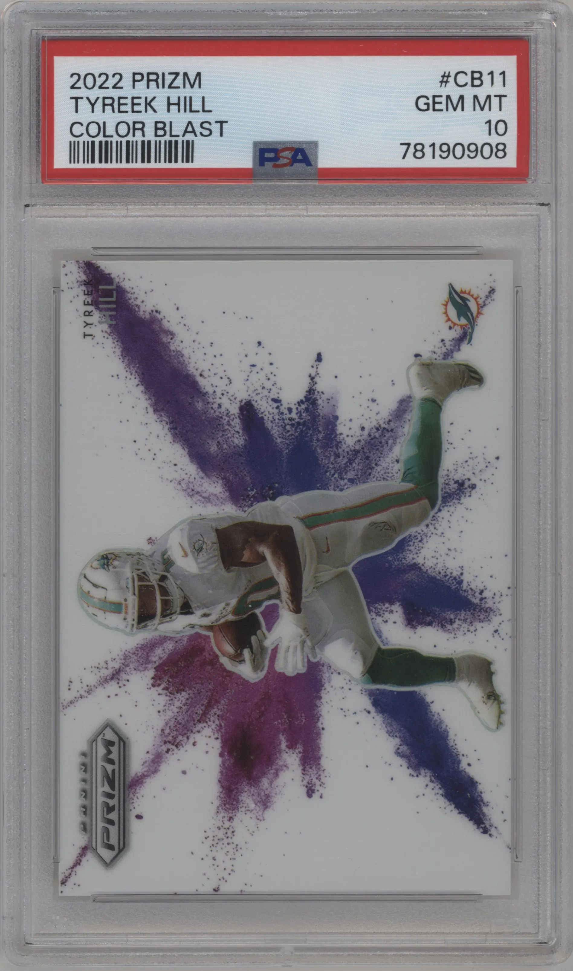 2022 Panini Prizm Color Blast Tyreek Hill #CB-11 PSA 10