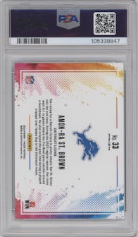 Amon-Ra St.Brown from the 2024 Panini Prizm set graded by PSA and given an overall grade of 10.