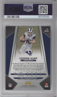 Cooper Kupp from the 2017 Panini Prizm set featuring a Prizm parallel graded by PSA and given an overall grade of 9.