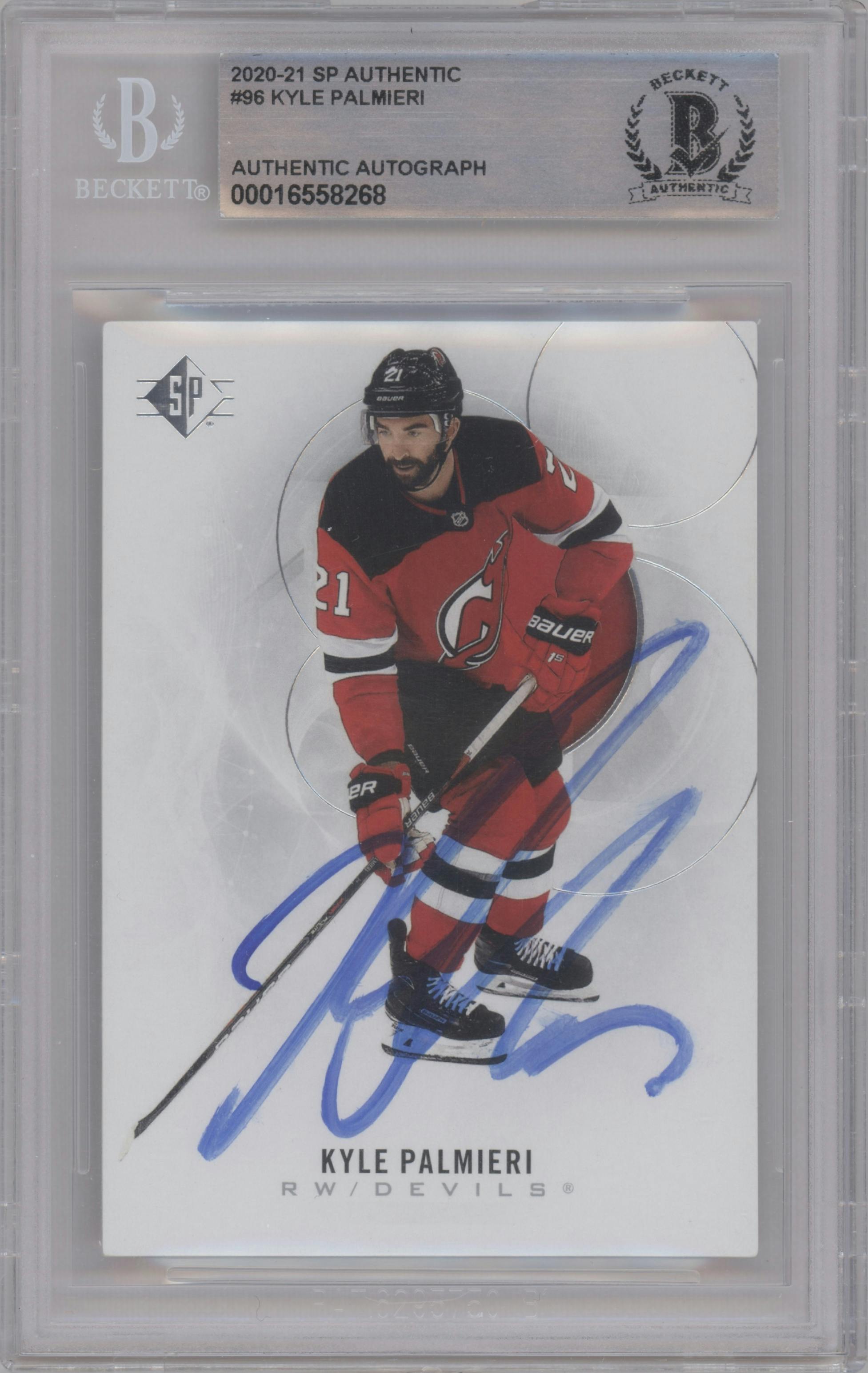 Kyle Palmieri from the 2020-21 SP Authentic set graded by Beckett.