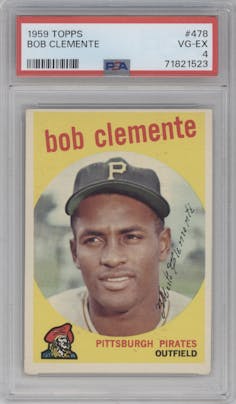 Bob Clemente from the 1959 Topps set graded by PSA and given an overall grade of 4.