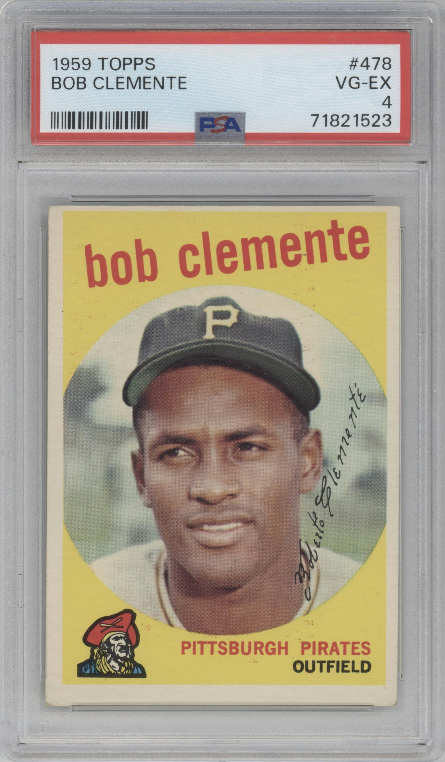 Bob Clemente from the 1959 Topps set graded by PSA and given an overall grade of 4.