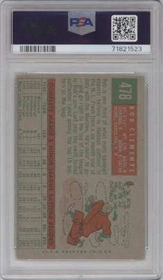 Bob Clemente from the 1959 Topps set graded by PSA and given an overall grade of 4.